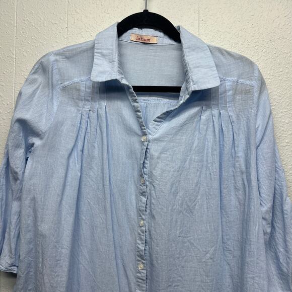 La Tium Womens Academia Lightweight Flowy Chic Preppy Beach Relaxed Shirt Large - Picture 3 of 12